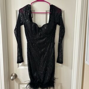 Windsor Black Sequin Long Sleeve Bodycon Dress